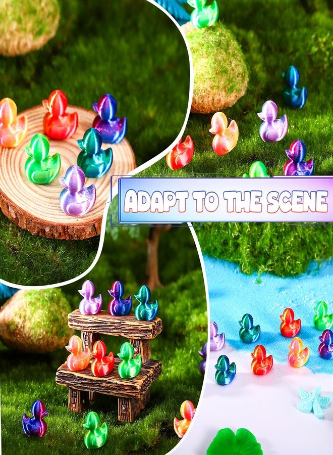 GGSTDDUP 150Pcs 3D Printed Mini Ducks Figurines, Shiny Gradient Color Miniature Ducks, Tiny Ducking Ornaments for Miniature Garden Dollhouse Cake Potted Aquarium - Image 5